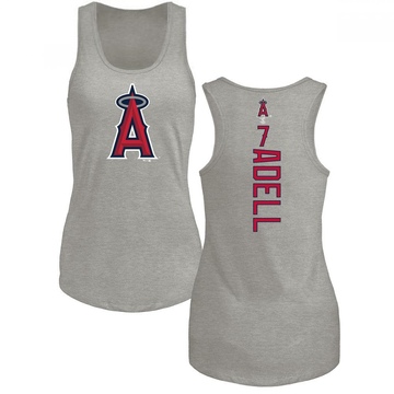 Women's Los Angeles Angels Jo Adell ＃7 Backer Tank Top Ash