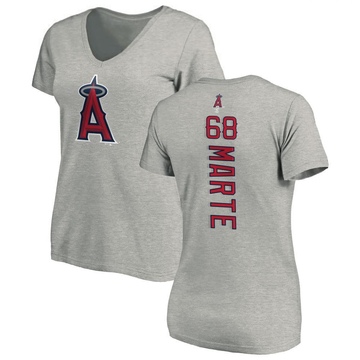 Women's Los Angeles Angels Jose Marte ＃68 Backer Slim Fit T-Shirt Ash