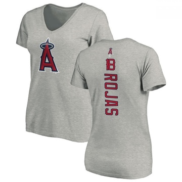 Women's Los Angeles Angels Jose Rojas ＃18 Backer Slim Fit T-Shirt Ash