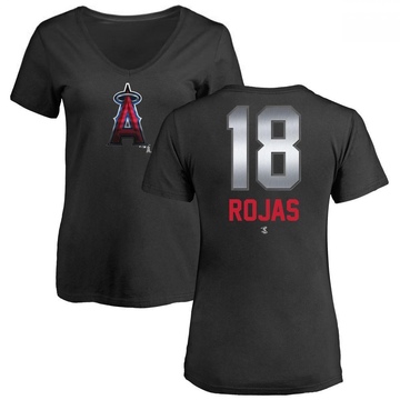 Women's Los Angeles Angels Jose Rojas ＃18 Midnight Mascot V-Neck T-Shirt - Black