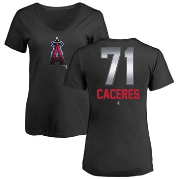 Women's Los Angeles Angels Kelvin Caceres ＃71 Midnight Mascot V-Neck T-Shirt - Black