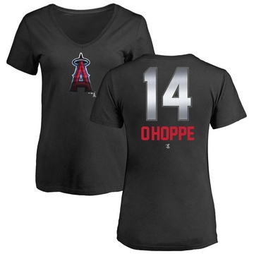 Women's Los Angeles Angels Logan O'Hoppe ＃14 Midnight Mascot V-Neck T-Shirt - Black