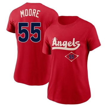 Women's Los Angeles Angels Matt Moore ＃55 2022 City Connect Name & Number T-Shirt - Red