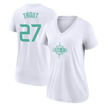 Women's Los Angeles Angels Mike Trout ＃27 Game 2023 All-Star Name & Number T-Shirt - White