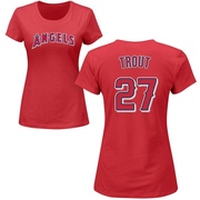 Women's Los Angeles Angels Mike Trout ＃27 Roster Name & Number T-Shirt - Red