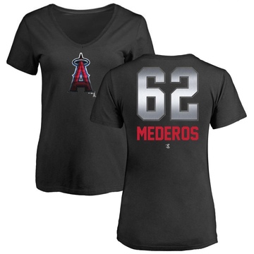 Women's Los Angeles Angels Victor Mederos ＃62 Midnight Mascot V-Neck T-Shirt - Black