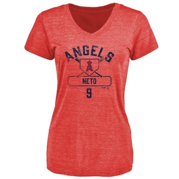 Women's Los Angeles Angels Zach Neto ＃9 Base Runner T-Shirt - Red