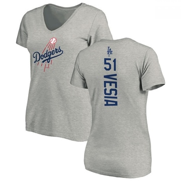 Women's Los Angeles Dodgers Alex Vesia ＃51 Backer Slim Fit T-Shirt Ash