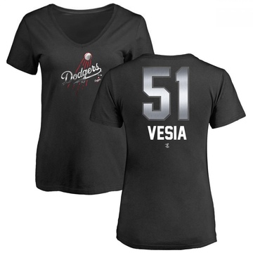 Women's Los Angeles Dodgers Alex Vesia ＃51 Midnight Mascot V-Neck T-Shirt - Black