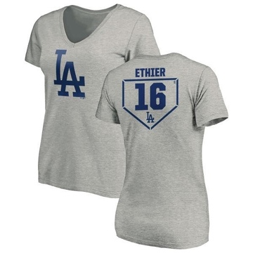 Women's Los Angeles Dodgers Andre Ethier ＃16 RBI Slim Fit V-Neck T-Shirt Heathered - Gray