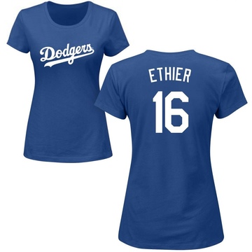 Women's Los Angeles Dodgers Andre Ethier ＃16 Roster Name & Number T-Shirt - Royal