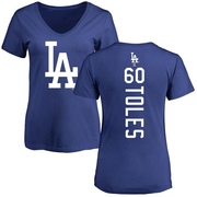 Women's Los Angeles Dodgers Andrew Toles ＃60 Backer Slim Fit T-Shirt - Royal