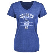 Women's Los Angeles Dodgers Andrew Toles ＃60 Base Runner T-Shirt - Royal