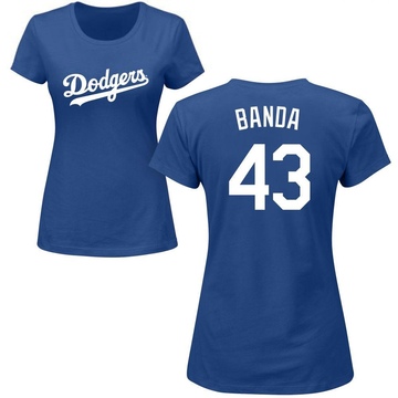 Women's Los Angeles Dodgers Anthony Banda ＃43 Roster Name & Number T-Shirt - Royal