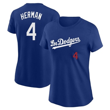 Women's Los Angeles Dodgers Babe Herman ＃4 2022 City Connect Name & Number T-Shirt - Royal