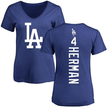 Women's Los Angeles Dodgers Babe Herman ＃4 Backer Slim Fit T-Shirt - Royal