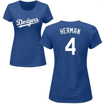 Women's Los Angeles Dodgers Babe Herman ＃4 Roster Name & Number T-Shirt - Royal