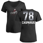 Women's Los Angeles Dodgers Ben Casparius ＃78 Midnight Mascot V-Neck T-Shirt - Black