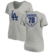 Women's Los Angeles Dodgers Ben Casparius ＃78 RBI Slim Fit V-Neck T-Shirt Heathered - Gray