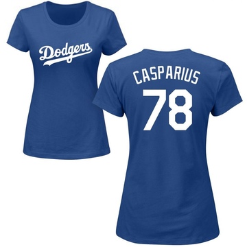 Women's Los Angeles Dodgers Ben Casparius ＃78 Roster Name & Number T-Shirt - Royal