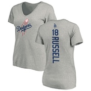 Women's Los Angeles Dodgers Bill Russell ＃18 Backer Slim Fit T-Shirt Ash