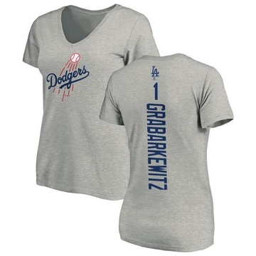 Women's Los Angeles Dodgers Billy Grabarkewitz ＃1 Backer Slim Fit T-Shirt Ash