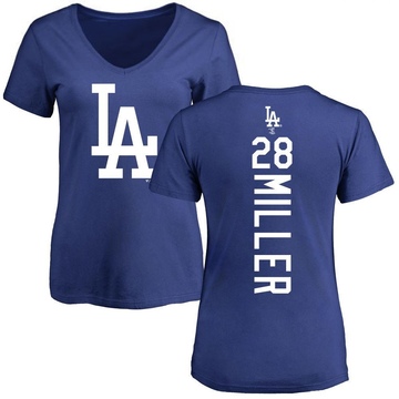 Women's Los Angeles Dodgers Bobby Miller ＃28 Backer Slim Fit T-Shirt - Royal