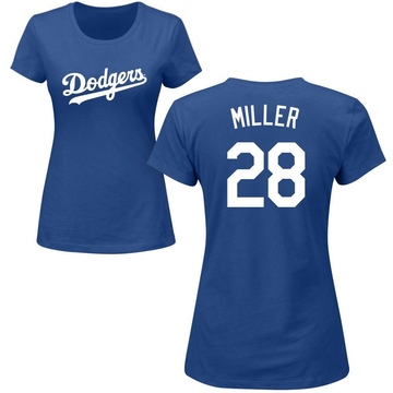 Women's Los Angeles Dodgers Bobby Miller ＃28 Roster Name & Number T-Shirt - Royal