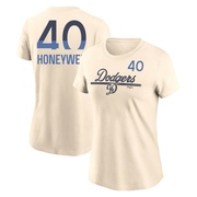 Women's Los Angeles Dodgers Brent Honeywell ＃40 2024 City Connect Speed Name & Number T-Shirt - Cream