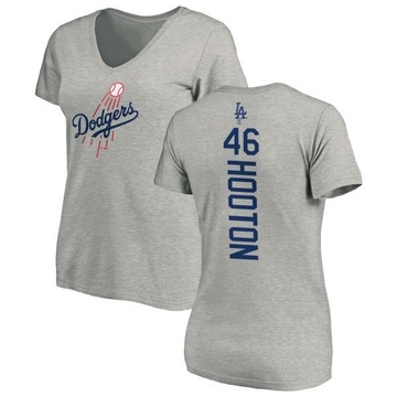 Women's Los Angeles Dodgers Burt Hooton ＃46 Backer Slim Fit T-Shirt Ash