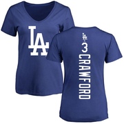 Women's Los Angeles Dodgers Carl Crawford ＃3 Backer Slim Fit T-Shirt - Royal