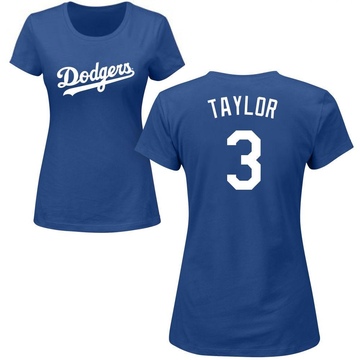 Women's Los Angeles Dodgers Chris Taylor ＃3 Roster Name & Number T-Shirt - Royal