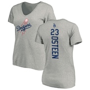 Women's Los Angeles Dodgers Claude Osteen ＃23 Backer Slim Fit T-Shirt Ash