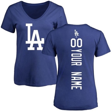 Women's Los Angeles Dodgers Custom ＃00 Backer Slim Fit T-Shirt - Royal