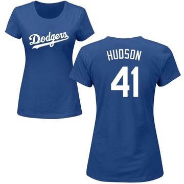 Women's Los Angeles Dodgers Daniel Hudson ＃41 Roster Name & Number T-Shirt - Royal