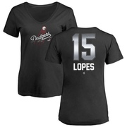 Women's Los Angeles Dodgers Davey Lopes ＃15 Midnight Mascot V-Neck T-Shirt - Black