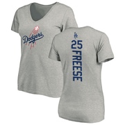 Women's Los Angeles Dodgers David Freese ＃25 Backer Slim Fit T-Shirt Ash