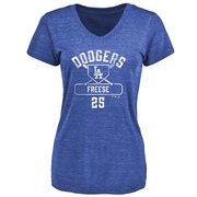 Women's Los Angeles Dodgers David Freese ＃25 Base Runner T-Shirt - Royal