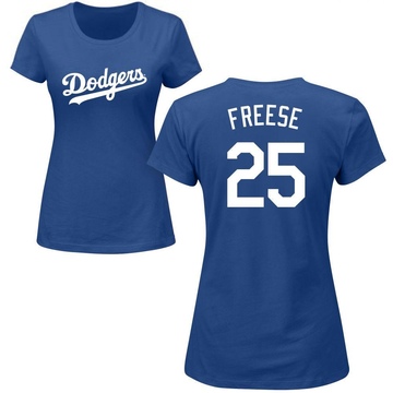 Women's Los Angeles Dodgers David Freese ＃25 Roster Name & Number T-Shirt - Royal