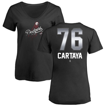 Women's Los Angeles Dodgers Diego Cartaya ＃76 Midnight Mascot V-Neck T-Shirt - Black