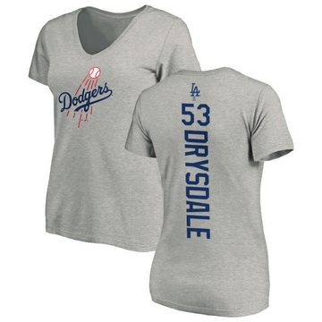 Women's Los Angeles Dodgers Don Drysdale ＃53 Backer Slim Fit T-Shirt Ash