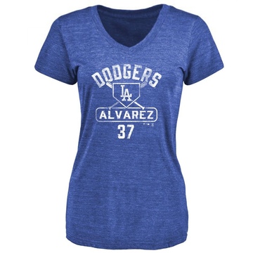 Women's Los Angeles Dodgers Eddy Alvarez ＃37 Base Runner T-Shirt - Royal