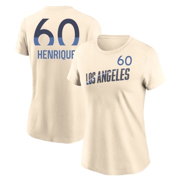 Women's Los Angeles Dodgers Edgardo Henriquez ＃60 2024 City Connect Fuse Name & Number T-Shirt - Cream