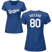 Women's Los Angeles Dodgers Emmet Sheehan ＃80 Roster Name & Number T-Shirt - Royal