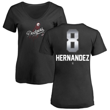 Women's Los Angeles Dodgers Enrique Hernandez ＃8 Midnight Mascot V-Neck T-Shirt - Black