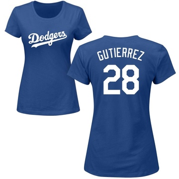 Women's Los Angeles Dodgers Franklin Gutierrez ＃28 Roster Name & Number T-Shirt - Royal