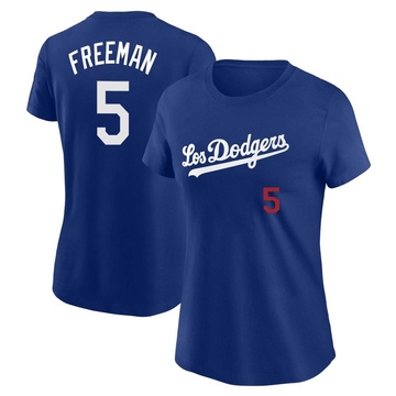 Women's Los Angeles Dodgers Freddie Freeman ＃5 2022 City Connect Name & Number T-Shirt - Royal