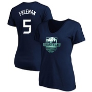 Women's Los Angeles Dodgers Freddie Freeman ＃5 Game 2023 All-Star Outdoors Local Legend Name & Number T-Shirt - Navy