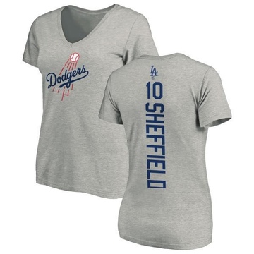 Women's Los Angeles Dodgers Gary Sheffield ＃10 Backer Slim Fit T-Shirt Ash