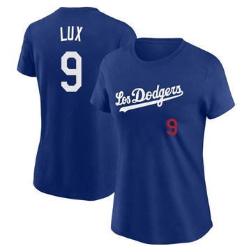 Women's Los Angeles Dodgers Gavin Lux ＃9 2022 City Connect Name & Number T-Shirt - Royal